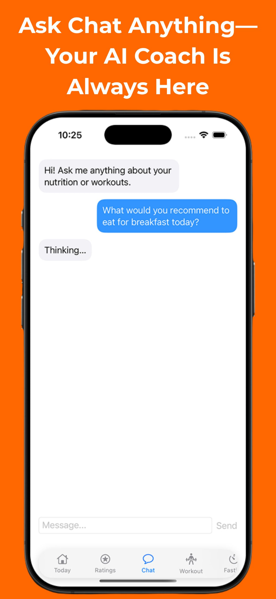 NutriCise AI chat coach answering a nutrition question